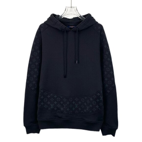 Louis Vuitton Black Monogram Logo Print Cotton Hoodie Sweatshirt - Picture 1 of 7
